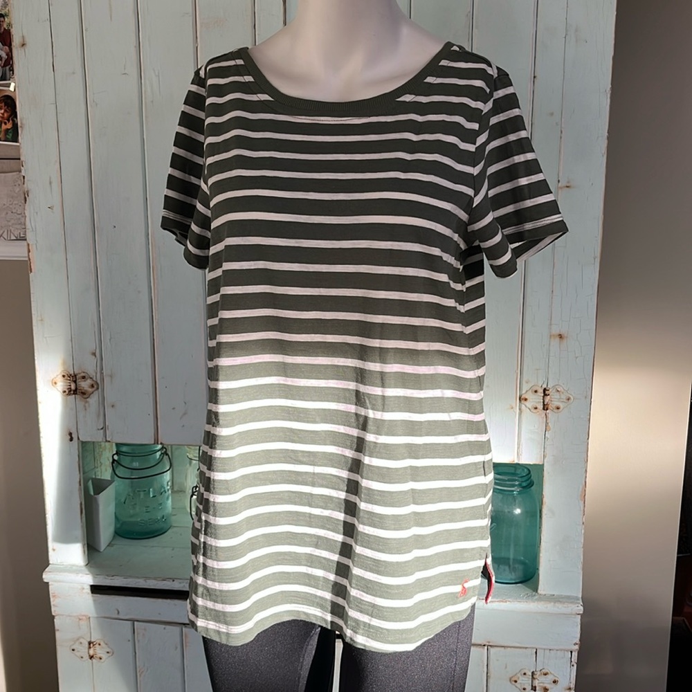 NWT Joules 6 Green White Striped T-shirt
